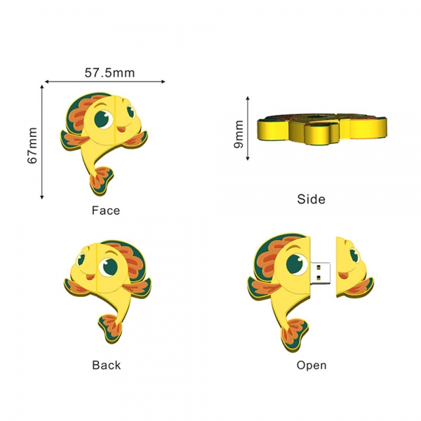Customized Shaped Capacity Packaging Box Soft PVC Creative Advertisement Business Gift 1GB 2GB 4GB 8GB USB Flash Drive Stick