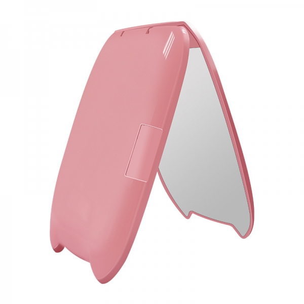 Different Color Mini Foldable LED Light Cosmetic Mirror Foldable Cartoon Cat Twice Times Magnification Pocket