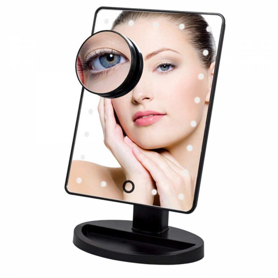 Makeup Mirror 16 LED Lighted Vanity Mirror with Touch Screen and Detachable 10X Magnifying Spot Mirror