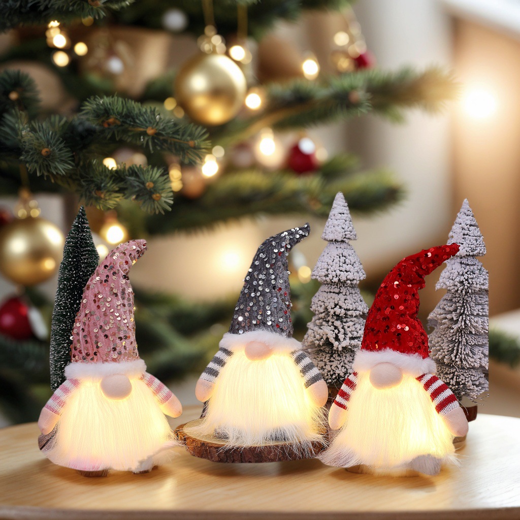 New Christmas decorations, high-end Christmas gnome dolls with lights, Rudolf Christmas gift ornaments