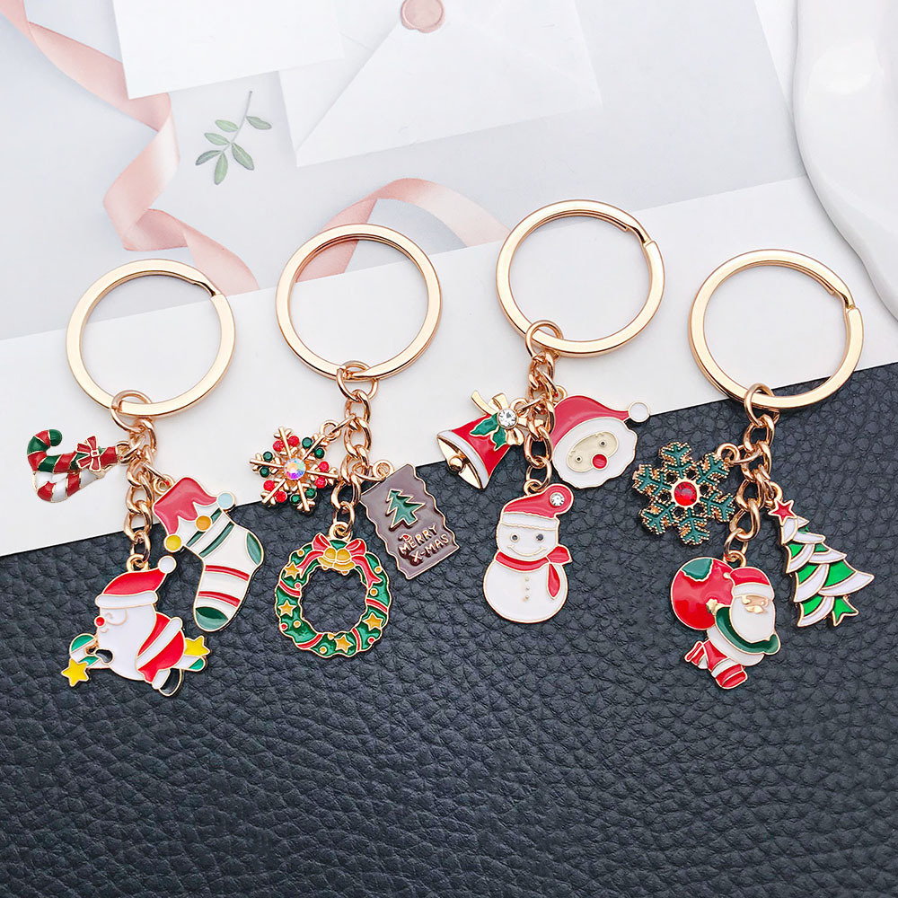 Christmas New Cute Keychain Gift Santa Claus Candy Christmas Tree Gift Keychain Jewelry Pendant