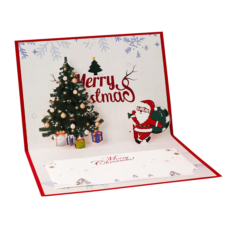 3D Christmas Card Creative Christmas Eve Gift Blessing Christmas Envelope Customized Hot Stamping