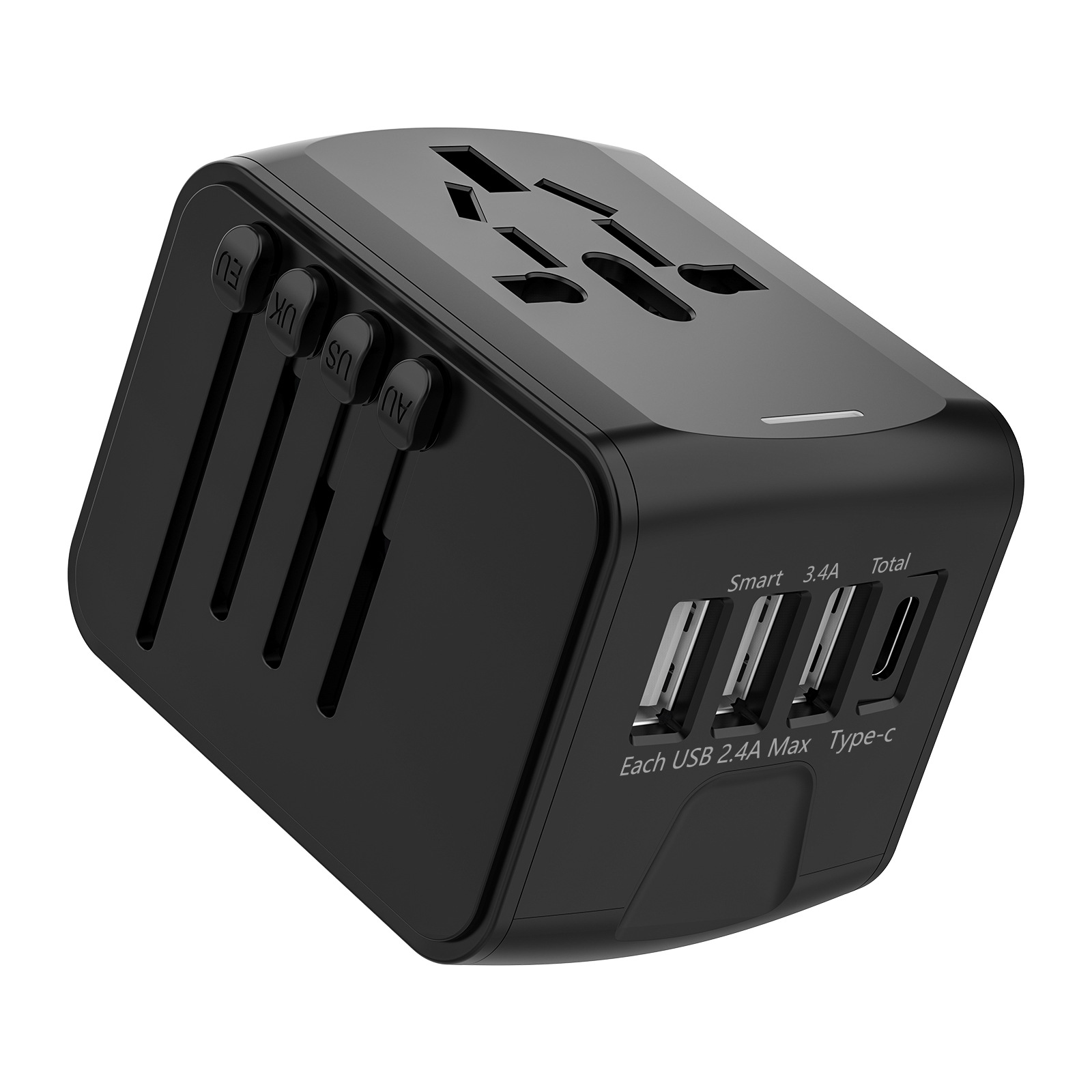 Travel charger 3USB with Type C universal socket, American, European, British, Australian multi-functional charging dock